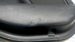 Door trim, rear left, Lincoln MKZ 17-20, black with black leather insert, black leather armrest, dark wood insert, glossy, under the tweeter, with backlight, with handle, scratches, tears, dents