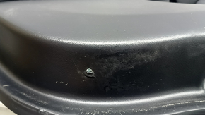 Door trim, rear left, Lincoln MKZ 17-20, black with black leather insert, black leather armrest, dark wood insert, glossy, under the tweeter, with backlight, with handle, scratches, tears, dents
