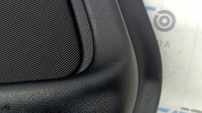 Door trim, rear left, Lincoln MKZ 17-20, black with black leather insert, black leather armrest, dark wood insert, glossy, under the tweeter, with backlight, with handle, scratches, tears, dents