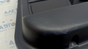 Door trim, rear right card, Lincoln MKZ 17-20, black with black leather insert, black leather armrest, light wood molding, glossy, with backlight, tear, dents, scratches, burrs, crepe break