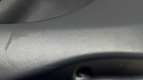Door trim, rear right card, Lincoln MKZ 17-20, black with black leather insert, black leather armrest, light wood molding, glossy, with backlight, tear, dents, scratches, burrs, crepe break