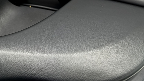 Door trim, rear right card, Lincoln MKZ 17-20, black with black leather insert, black leather armrest, light wood molding, glossy, with backlight, tear, dents, scratches, burrs, crepe break