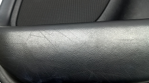 Door trim, rear right card, Lincoln MKZ 17-20, black with black leather insert, black leather armrest, light wood molding, glossy, with backlight, tear, dents, scratches, burrs, crepe break