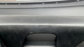 Door trim card front left Lincoln MKZ 17-20 black with black insert leather, armrest black leather, insert light wood gloss, with backlight, with handle, scratches, tears, dented, under clean