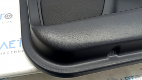 Door trim card front right Lincoln MKZ 17-20 black with black insert leather, armrest black leather, insert light wood gloss, with backlight, with handle, scratches, tears, dented, under black