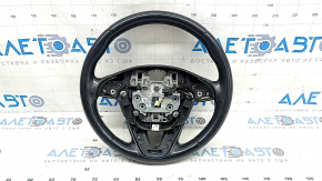 Lincoln MKZ 13-20 steering wheel, black leather, scratches, tear, non-factory hole