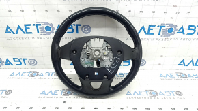 Lincoln MKZ 13-20 steering wheel, black leather, scratches, tear, non-factory hole