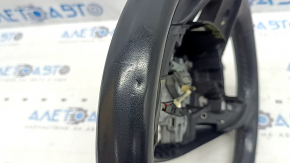 Lincoln MKZ 13-20 steering wheel, black leather, scratches, tear, non-factory hole