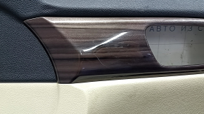 Beige front right door panel for a 16-17 Honda Accord, beige leather armrest and insert, glossy wood molding, dry-cleanable, scratch-free