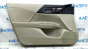 Beige front left door panel for Honda Accord 2016-2017, beige leather armrest and insert, glossy wood molding, suitable for seat memory, ready for cleaning