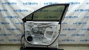The front right door of a Toyota Venza 21-24 black model 202 is bare and dented.