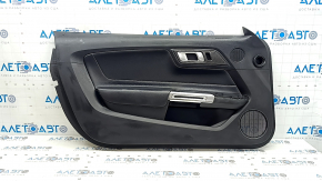 Black door trim panel, front left, Ford Mustang mk6 17-23, black leather insert, black leather armrest, scratches, nicks