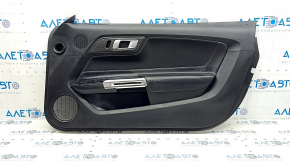 Black front right door panel for Ford Mustang mk6 15-23, black cloth insert, black leather armrest, carbon fiber film, scratches, broken fasteners