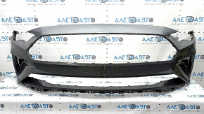 Front bumper, bare, Ford Mustang mk6 18-23, restyling, graphite, scratches, broken fasteners, crack, non-standard holes