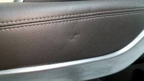 Door trim, rear left, Hyundai Santa FE Sport 13-16, dark brown with beige leather insert, with handle, dark brown leather armrest, gray molding structure, scratches, nicks, dents