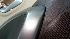 Door trim, rear left, Hyundai Santa FE Sport 13-16, dark brown with beige leather insert, with handle, dark brown leather armrest, gray molding structure, scratches, nicks, dents