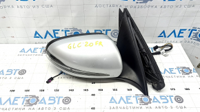 Right side mirror assembly for Mercedes GLC 16-22 8+8+2, turn signal, heated, backlight, BSM, white, worn