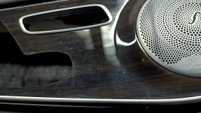 Front left door panel for Mercedes GLC 16-22, black leather, glossy ebony insert, black leather armrest, Burmester, with backlight, with handle, scratches, crack in fastening