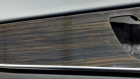 Front left door panel for Mercedes GLC 16-22, black leather, glossy ebony insert, black leather armrest, Burmester, with backlight, with handle, scratches, crack in fastening