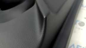 Front left door panel for Mercedes GLC 16-22, black leather, glossy ebony insert, black leather armrest, Burmester, with backlight, with handle, scratches, crack in fastening