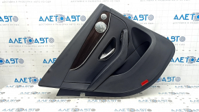 Rear left door panel trim for Mercedes GLC 16-22, black leather, glossy ebony insert, black leather armrest, Burmester, with backlight, with handle, scratches