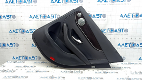 Mercedes GLC 16-22 rear right door panel, black leather, glossy ebony insert, black leather armrest, Burmester, with backlight, with handle, scratches