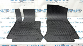 Set of floor mats for Mercedes GLC 16-22, black rubber, driver's side torn, passenger side edge cut
