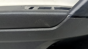 Black front left door panel for a VW Tiguan 18-20, with a buzzer, leather armrest, gray leather insert, with a handle, scratches, scuffs, stains, tear, crack in the fastener, broken fastener