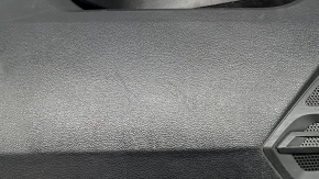 Black front left door panel for a VW Tiguan 18-20, with a buzzer, leather armrest, gray leather insert, with a handle, scratches, scuffs, stains, tear, crack in the fastener, broken fastener