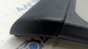 Black front left door panel for a VW Tiguan 18-20, with a buzzer, leather armrest, gray leather insert, with a handle, scratches, scuffs, stains, tear, crack in the fastener, broken fastener