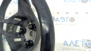 Naked steering wheel VW Tiguan 18-21 black leather, without buttons and overlays, scratches, dented, worn