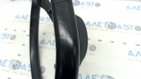 Naked steering wheel VW Tiguan 18-21 black leather, without buttons and overlays, scratches, dented, worn
