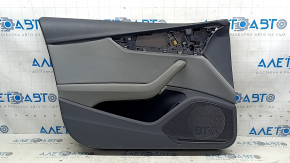 Dark gray molding for the front left door trim of an Audi A4 B9 20-25, gray leather insert, with a gray armrest, for cleaning