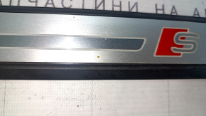 Audi A4 B9 17-25 S-Line outer front left door sill trim with backlight, scratches, torn backlight cable, corrosion