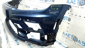 Bare front bumper for VW Tiguan 18-21 R-Line, blue LD5L, non-standard holes, scratches, broken turn signal mount