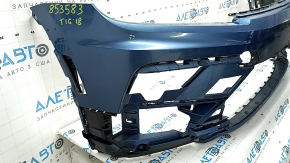 Bare front bumper for VW Tiguan 18-21 R-Line, blue LD5L, non-standard holes, scratches, broken turn signal mount