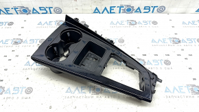 Center console trim with cup holders for Audi A4 B9 20-25, glossy black, scratches