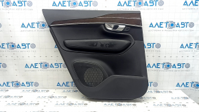 Door trim panel rear left Volvo XC90 16-23 black leather, wood insert, without curtain, scratches, tears
