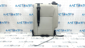 Rear seat back, 2nd row, left, VW Tiguan 18-21, gray leather, perforated, with belt, wrinkled, broken lining mount, dry cleanable