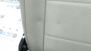 Rear seat back, 2nd row, left, VW Tiguan 18-21, gray leather, perforated, with belt, wrinkled, broken lining mount, dry cleanable