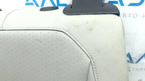 Rear seat back, 2nd row, left, VW Tiguan 18-21, gray leather, perforated, with belt, wrinkled, broken lining mount, dry cleanable