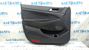 Front left door panel for Hyundai Tucson 19-21, black, black insert, black leather armrest, scratches, wear