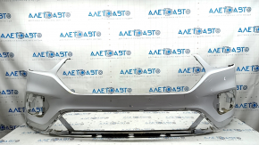 Front bumper, bare, Ford Escape MK3 2017-2019, white, cracks, cracks in fasteners, scratches, non-factory holes