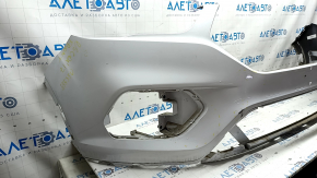 Front bumper, bare, Ford Escape MK3 2017-2019, white, cracks, cracks in fasteners, scratches, non-factory holes