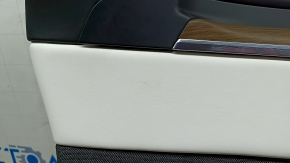 Tesla Model X 22-25 front right door panel, black, with white leather insert, broken fastener, needs cleaning, scuffs