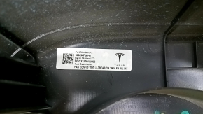 Tesla Model X 22-25 front right door panel, black, with white leather insert, broken fastener, needs cleaning, scuffs