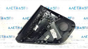 Door trim panel, rear right, Audi Q5 8R 09-17, dark gray, with wood insert, with door lock button, with overlays, with handle, in need of cleaning, worn, tears, scratches