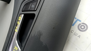 Door trim panel, rear right, Audi Q5 8R 09-17, dark gray, with wood insert, with door lock button, with overlays, with handle, in need of cleaning, worn, tears, scratches