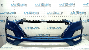 Front bumper bare Hyundai Tucson 19-21 blue R2U, dented, scuffed