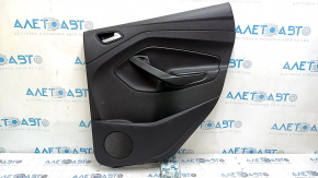 Door trim panel, rear right, Ford Escape MK3 17-19 rest, black with black plastic insert, black leather armrest, with overlay, with handle, scratches